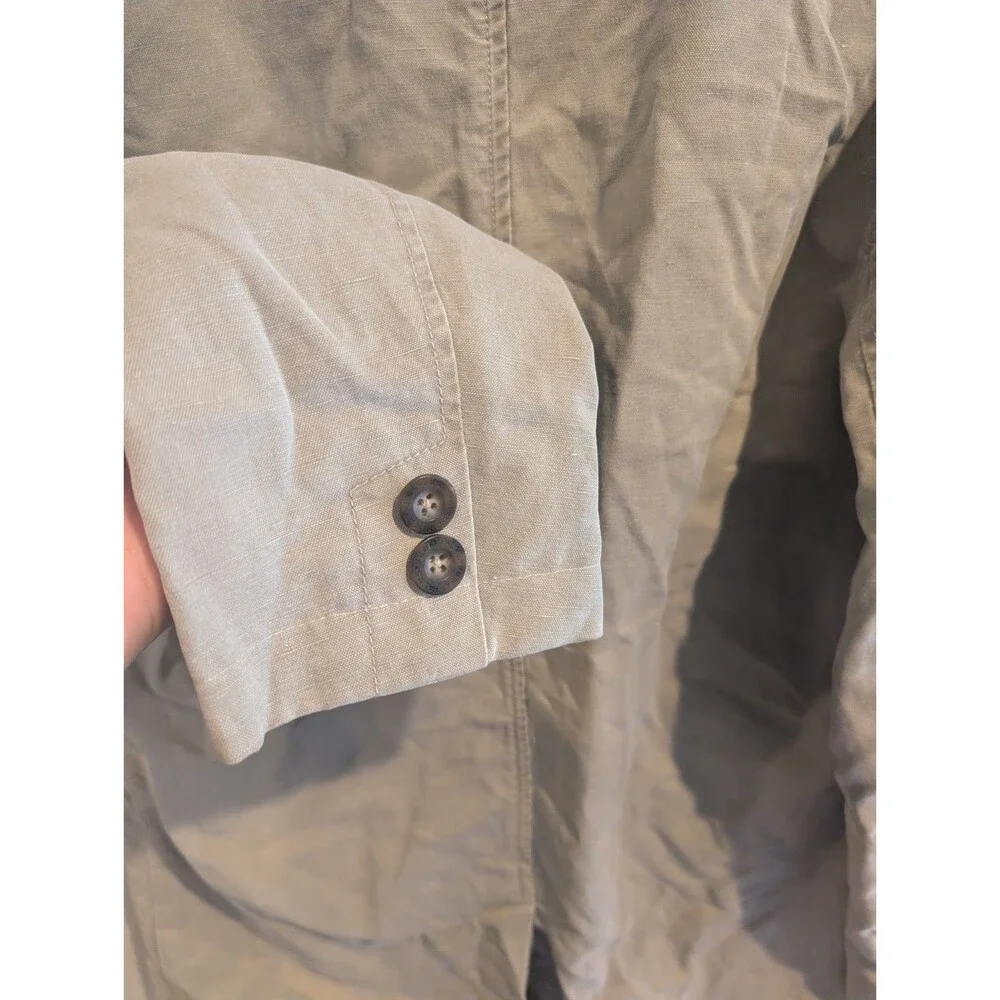Indigo Palms Denim Jacket M Khaki Twill Chore Utility Tommy Bahama Linen Cotton